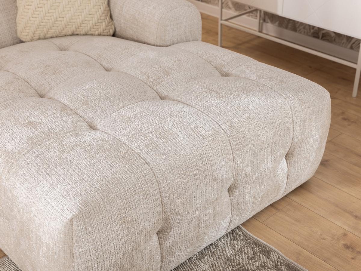 ECKSOFA mit Ottomane rechts, raffinierten Steppungen, Wellenunterfederung, B234/T161/H79 cm, Chenille-Bezug in Beige / 21035 - Beige/Schwarz, Kunststoff/Textil (234/79/161cm) - luma-home