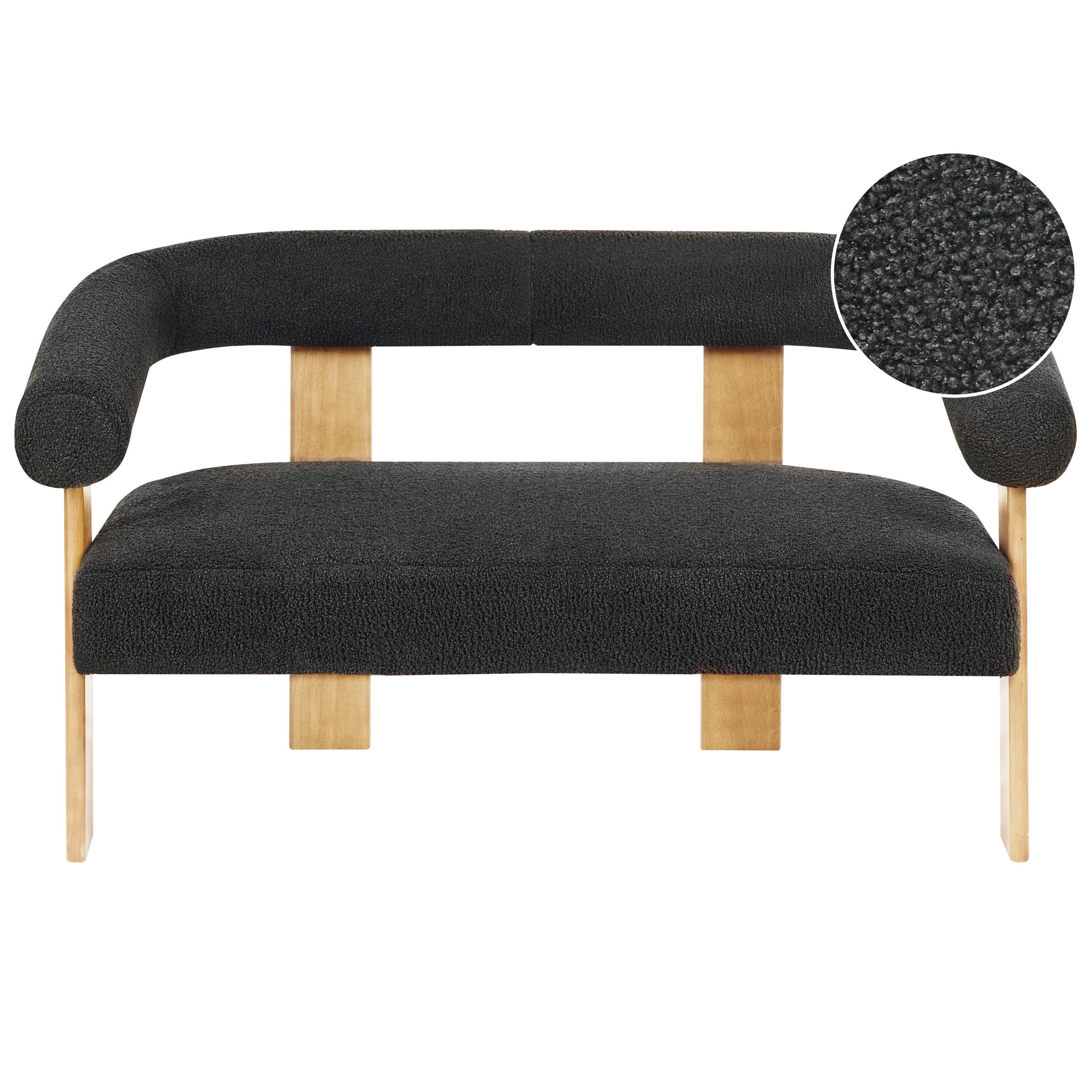 2-SITZER-SOFA Bouclé Schwarz/Hellbraun Ilbro - Schwarz, Textil (138/76/68cm) - Beliani