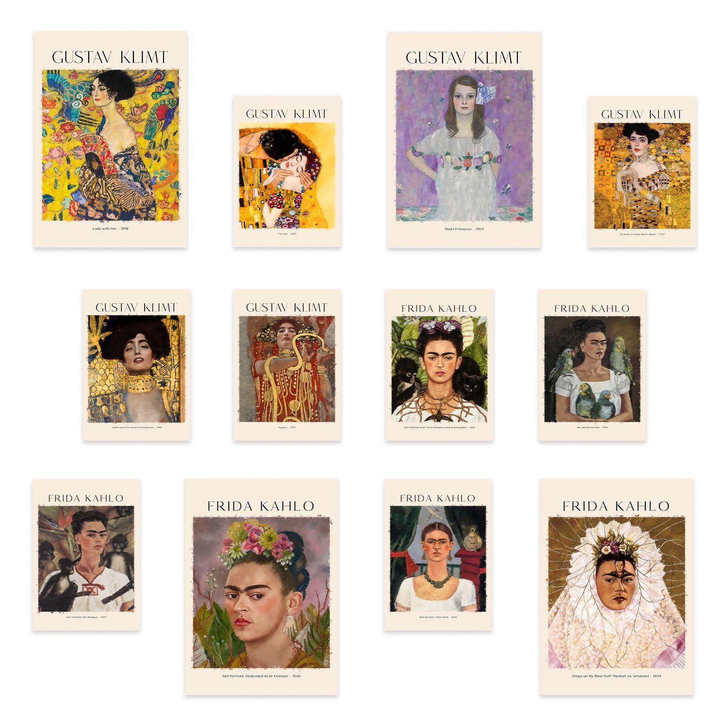 POSTER Set Mit 12 Klimt & Frida Kunstdrucke A3 Rahmenlos - Klar, Papier (29.7/5/42cm) - Nacnic