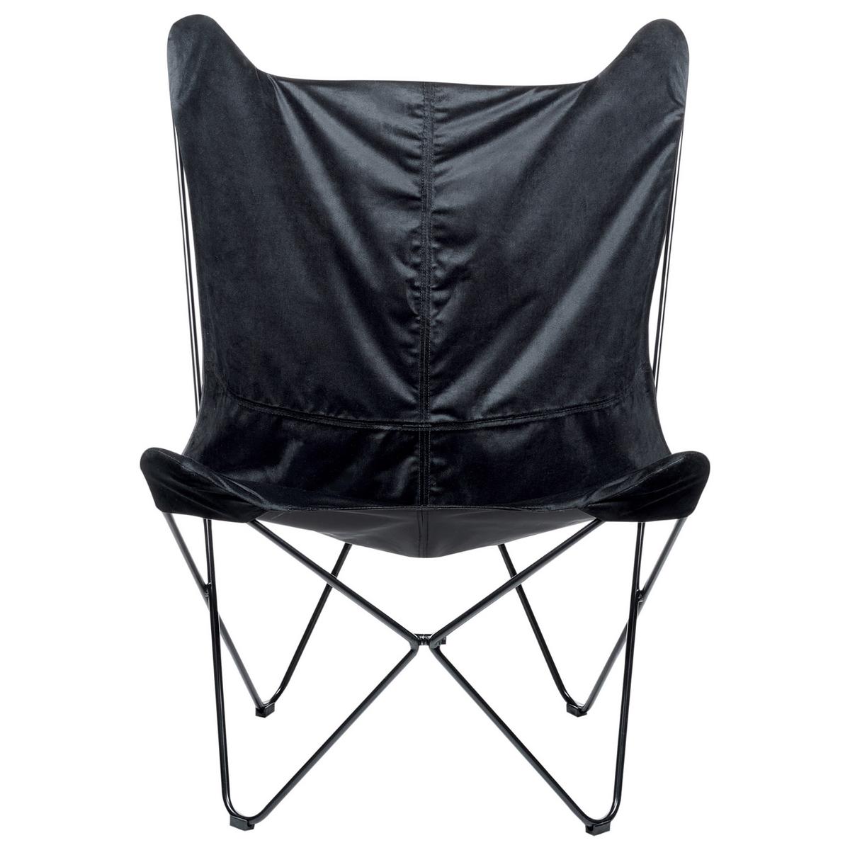 SCHMETTERLINGSSESSEL Samtstoff Schwarz Nybro - Schwarz, Textil/Metall (70/99/85cm) - Beliani