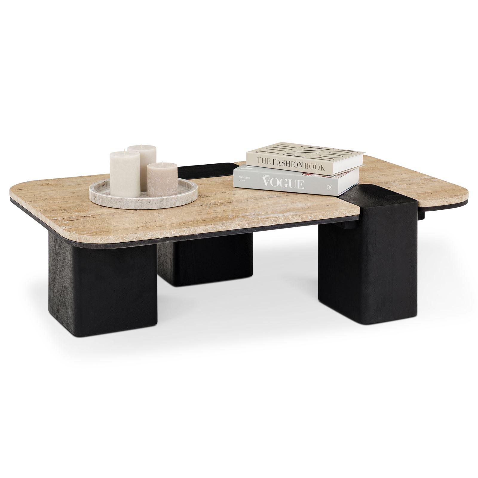 COUCHTISCH SURAT beige/schwarz - Beige/Schwarz, Holz/Naturmaterialen (60/100/27cm) - IDIMEX