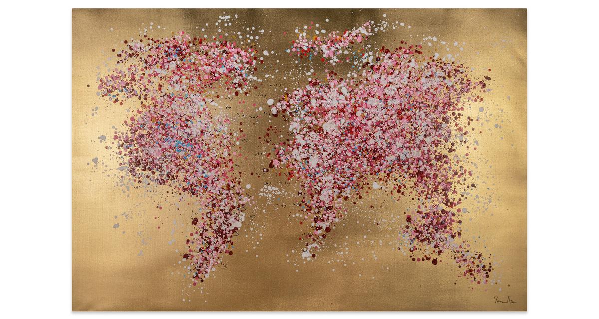 ÖLGEMÄLDE 120/80 cm - Pink/Goldfarben, Holz/Textil (120/80cm) - KUNSTLOFT