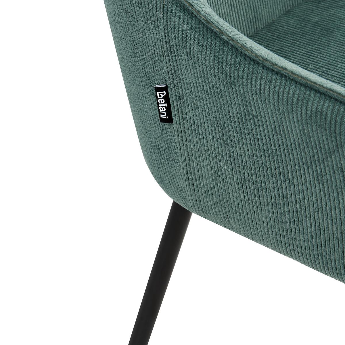 ESSZIMMERSTUHL 2er-Set Cord Grün Loverna - Schwarz/Grün, Textil (54/87/63cm) - Beliani