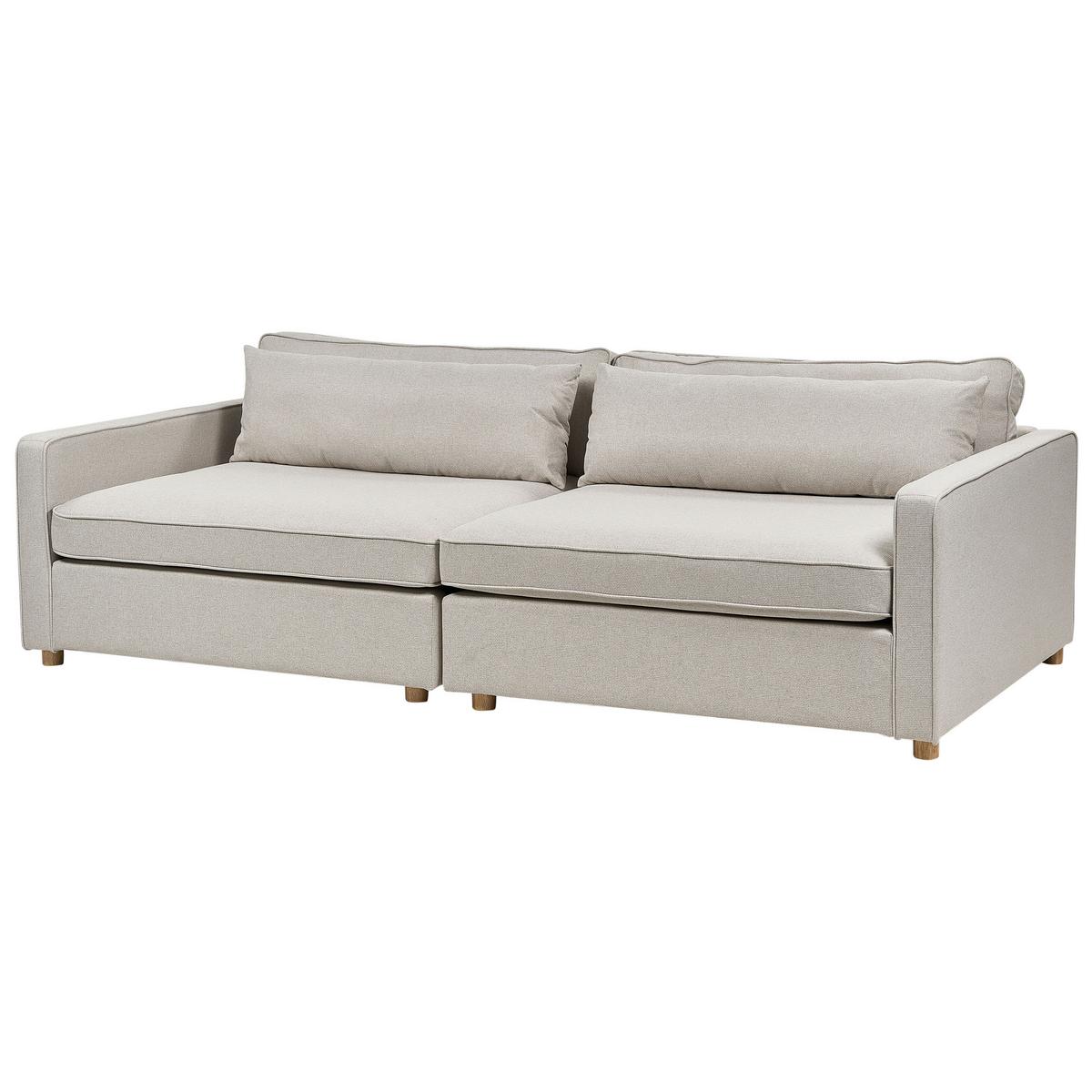 3-SITZER-SOFA beige Vinstra - Hellbraun/Beige, Textil (250/80/125cm) - Beliani