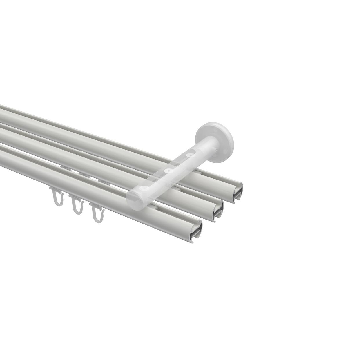 GARDINENSTANGE INNENLAUF Siteno Tanara 320 cm (geteilt in 2 x 160 cm), 3-läufig, 20 mm Ø Weiß - Chromfarben/Weiß, Metall (320cm) - INTERDECO