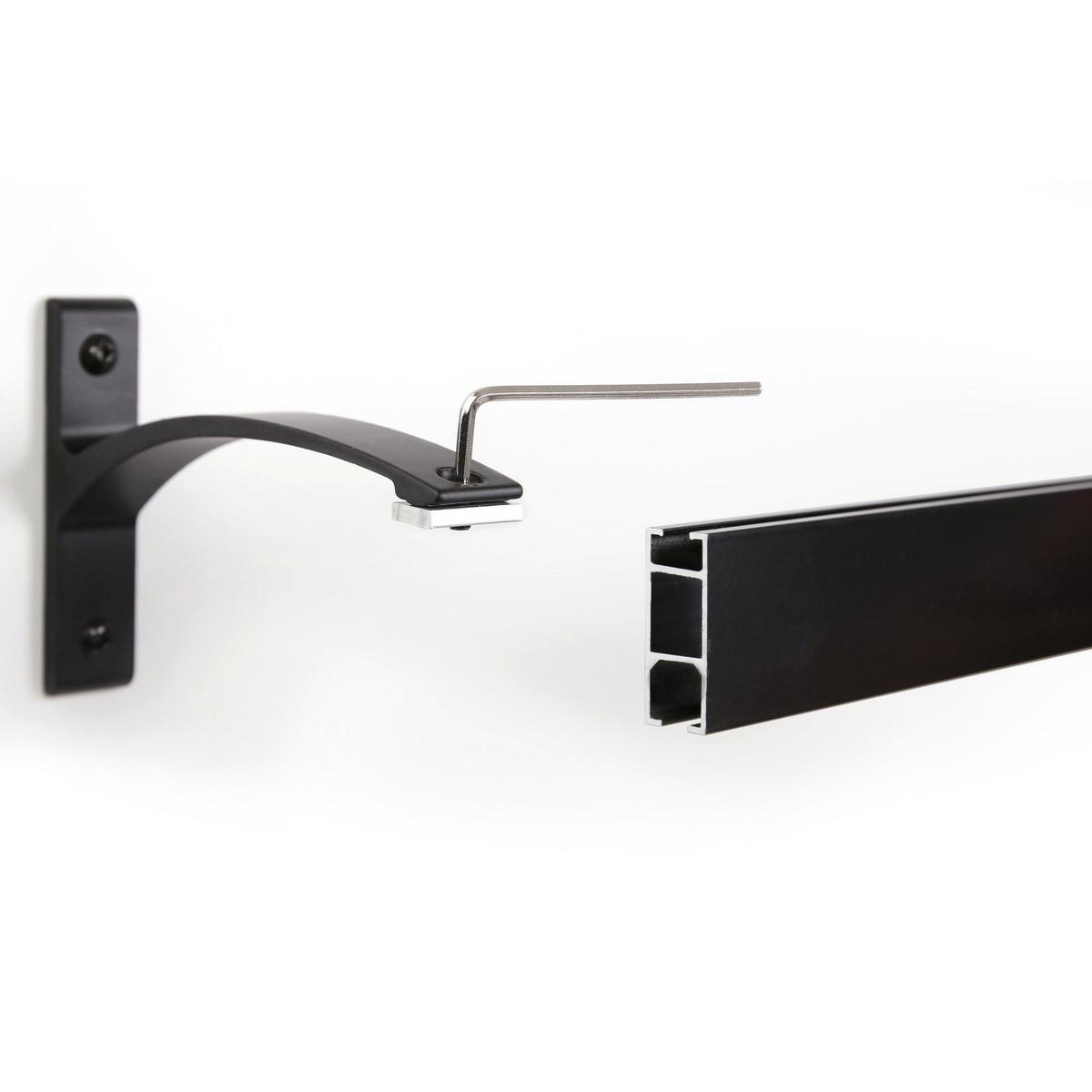GARDINENSCHIENE auf Maß 1-lauf Wandmontage Curve 410cm - Schwarz, Metall (410cm) - Deco-Raum
