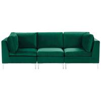 3-SITZER-MODULSOFA Samtstoff grün mit Metallbeinen Evja - Grün, Textil (235/84/85cm) - Beliani