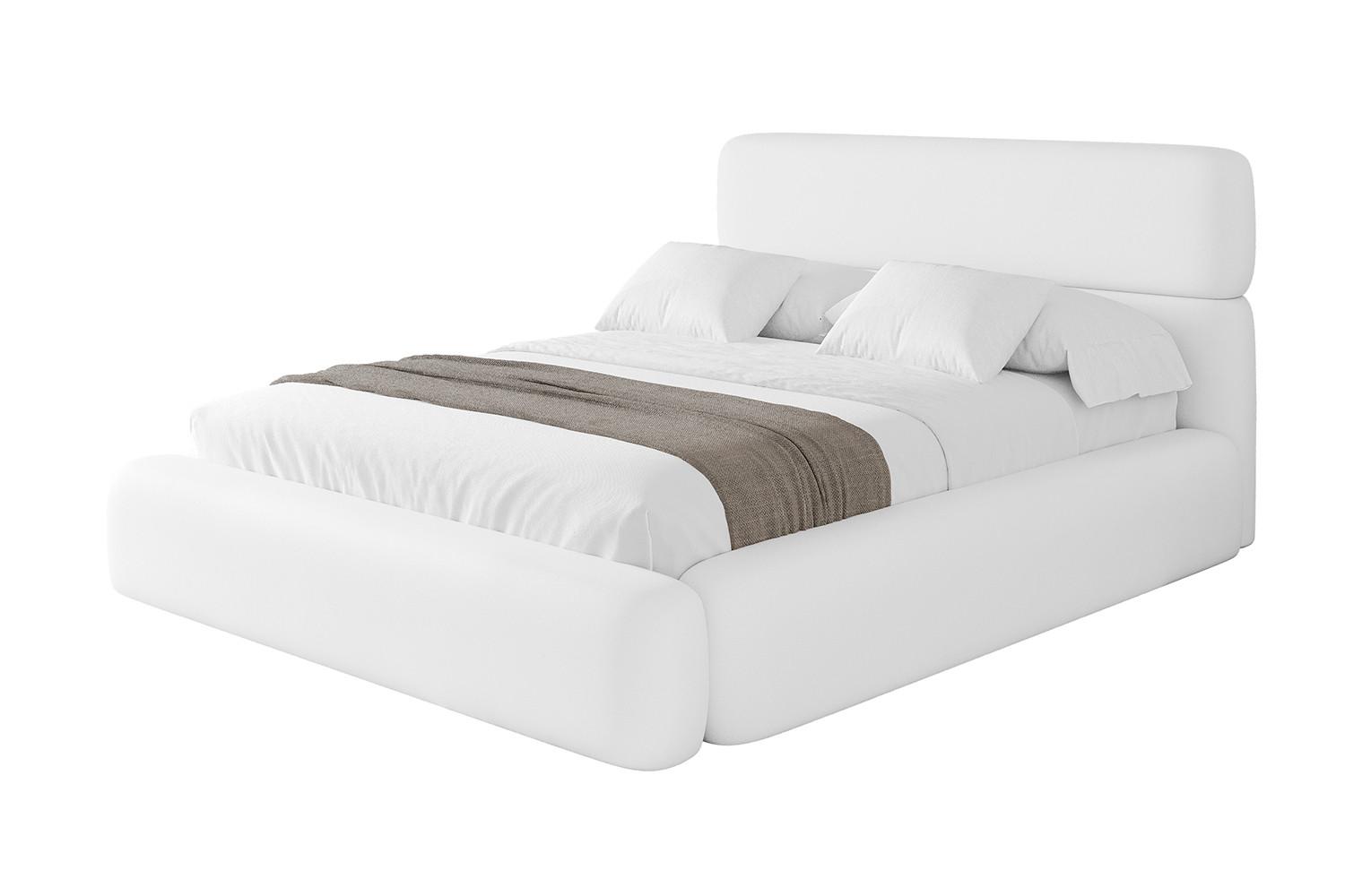 POLSTERBETT mit Bettkasten und Lattenrost, Bett mit Matratze H3/H4 - ENORA 180x200 Weiß Kunstleder - Weiß Hochglanz, Holzwerkstoff/Textil (180/200cm) - ALTDECOR