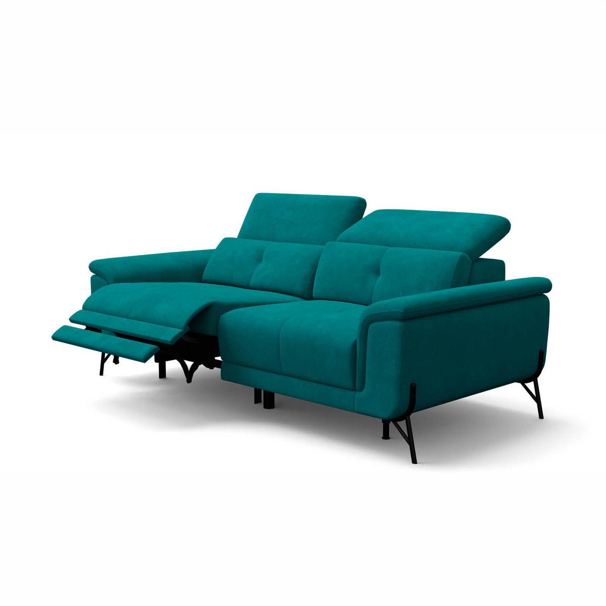 SOFA RELAX AVENA 3-Sitzer, dunkelgrüner Veloursstoff - Dunkelgrün/Schwarz, Holz/Textil (204/80/108cm) - Courtois Laville