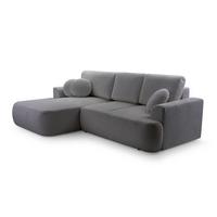 ECKSOFA FILO Grau Boucle-Stoff mit Schlaffunktion - Grau, Holz (260/168cm) - MASSENO