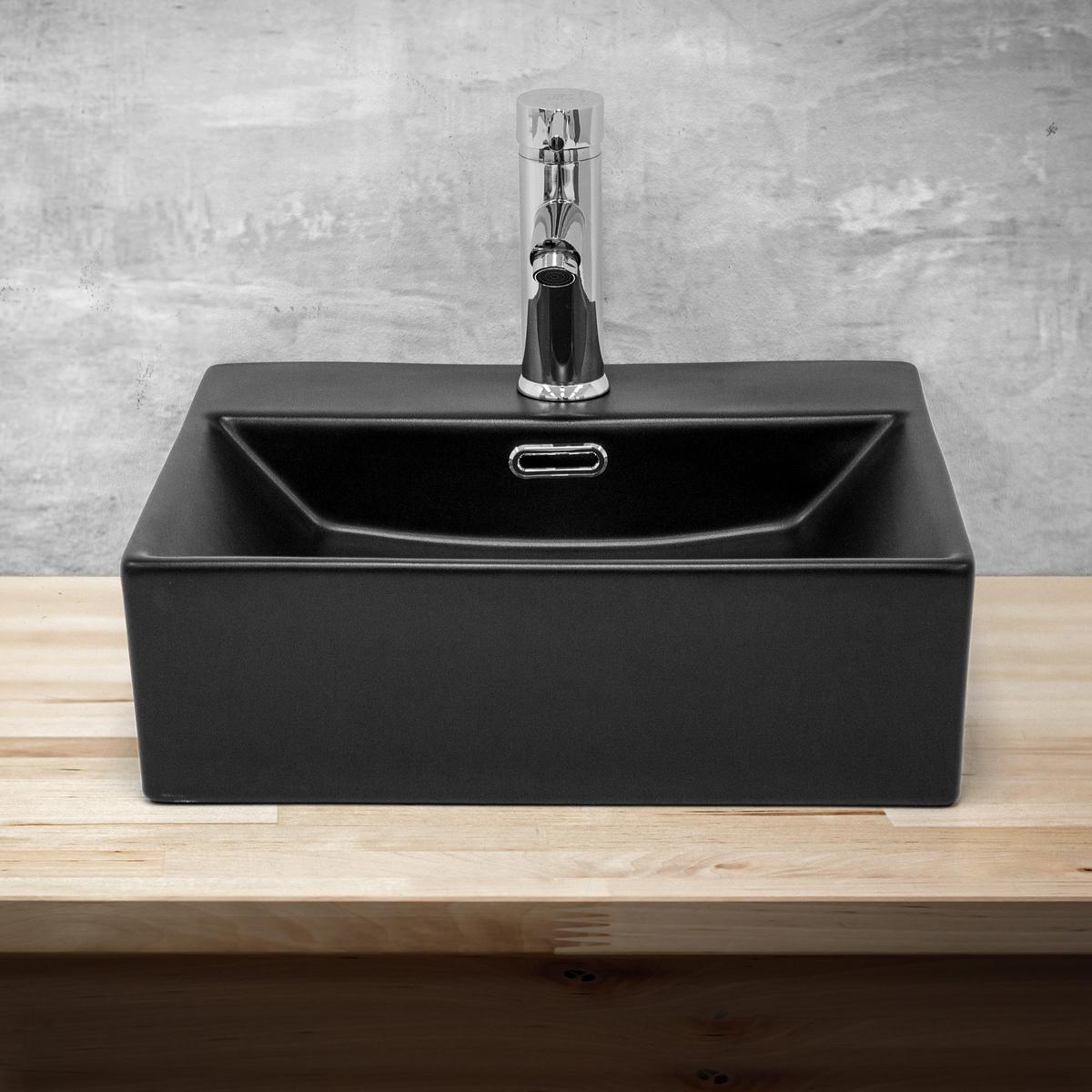 WASCHBECKEN - Schwarz, Keramik (36/13/41.5cm) - ML-DESIGN