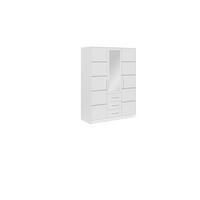 DREHTÜRENSCHRANK ELISE 147/200/57,5 cm 3-türig mit Spiegel Weiß - Weiß, Holzwerkstoff (147/200/57.5cm) - MASSENO