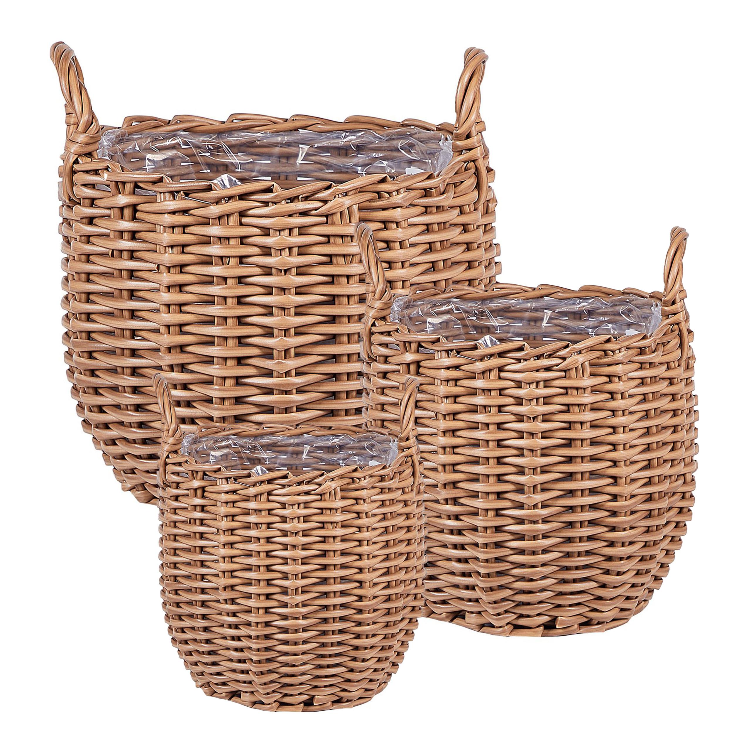 BLUMENKORB Braun Aucuba - Hellbraun, Kunststoff (26cm) - Beliani