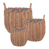 BLUMENKORB Braun Aucuba - Hellbraun, Kunststoff (26cm) - Beliani
