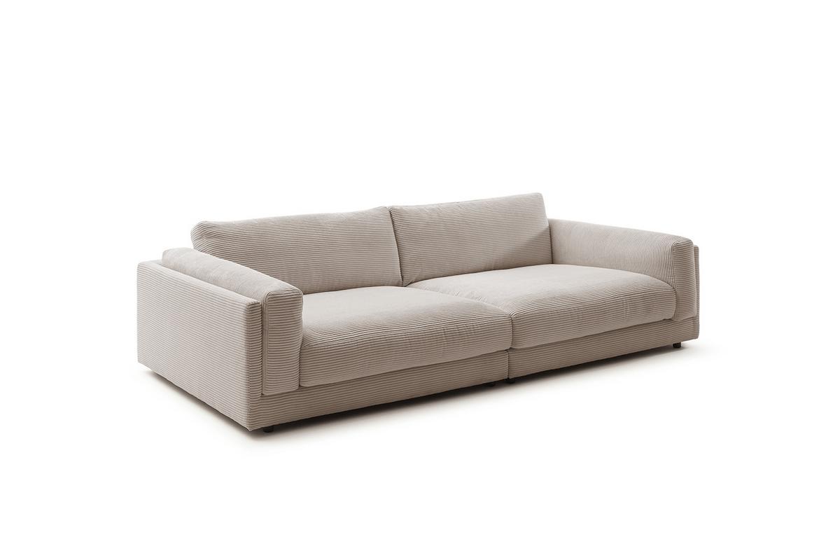 BIG SOFA RAINA Taupe Cord - Taupe/Schwarz, Kunststoff/Textil (294/85/150cm) - KAWOLA