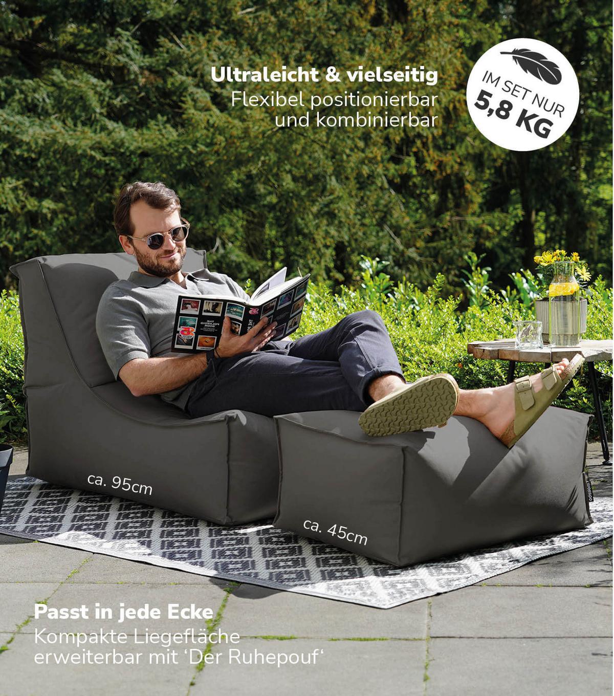 OUTDOOR SITZSACK mit Schutzhülle Der Sundowner - Schwarz, Textil (60/65/95cm) - Mokebo