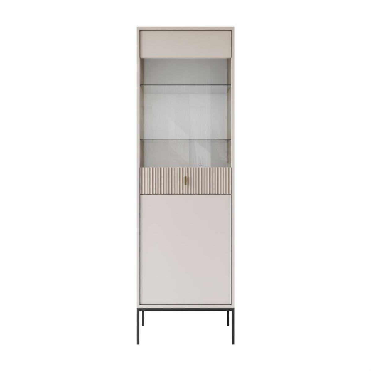 VITRINE MIDNIGHT mit Glastür auf Gestell kaschmir - Kaschmir/Schwarz, Holzwerkstoff (54/175/39cm) - Lookway