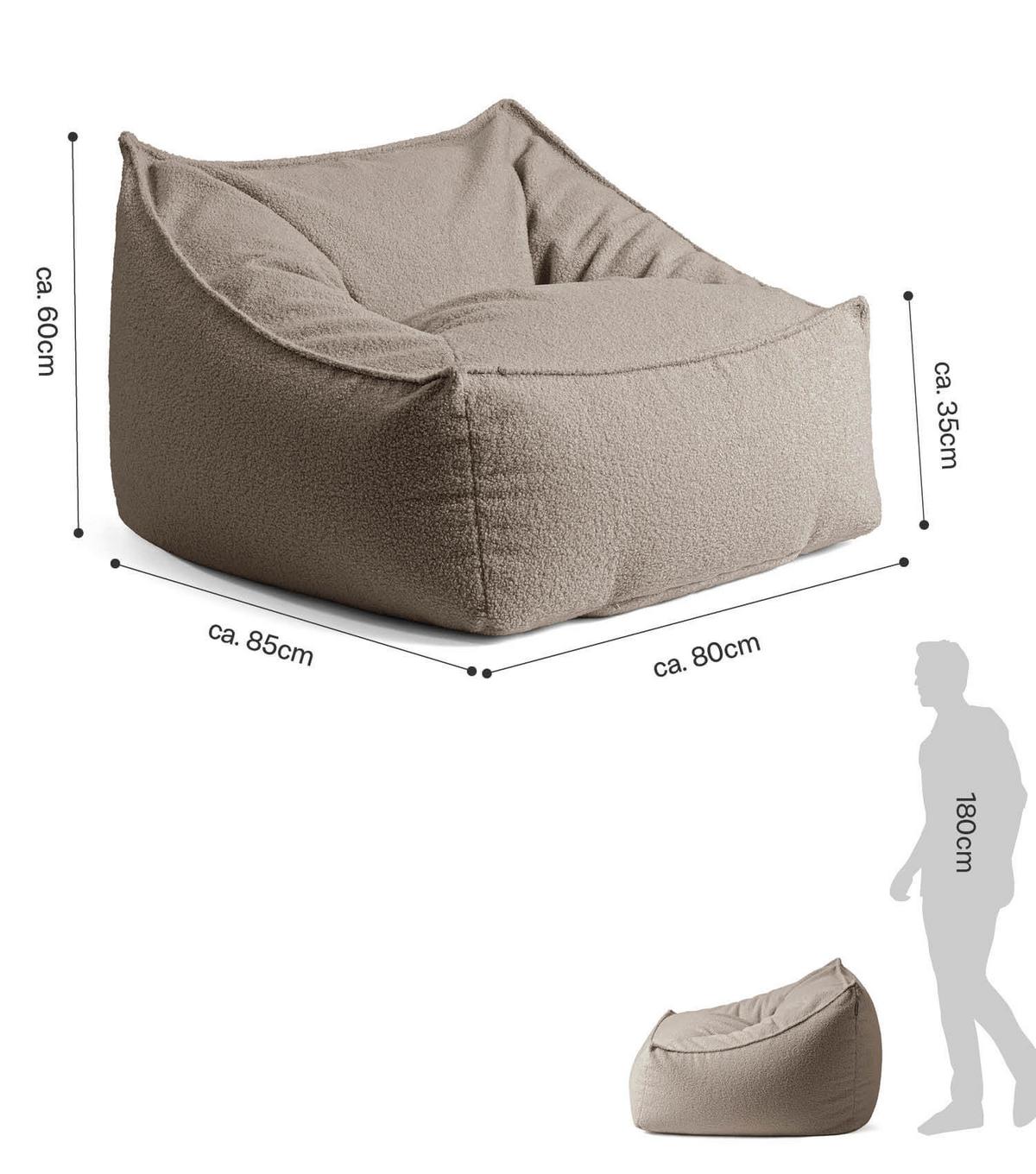 SITZSACK Bouclé Snug - Taupe, Textil (95/75/60cm) - Mokebo