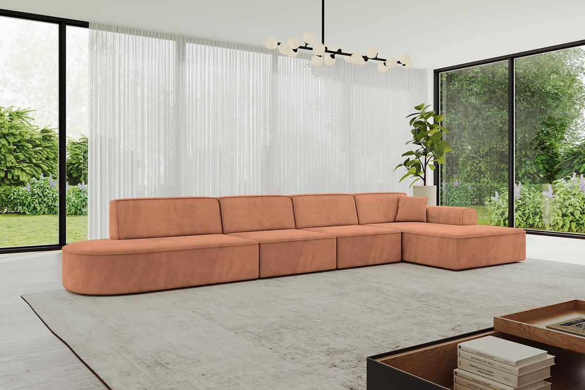 ECKSOFA Ottomane Rechts IREA-L3-v3 - 413x171x79 cm Koralle - Koralle, Holzwerkstoff/Textil (171/413cm) - ALTDECOR