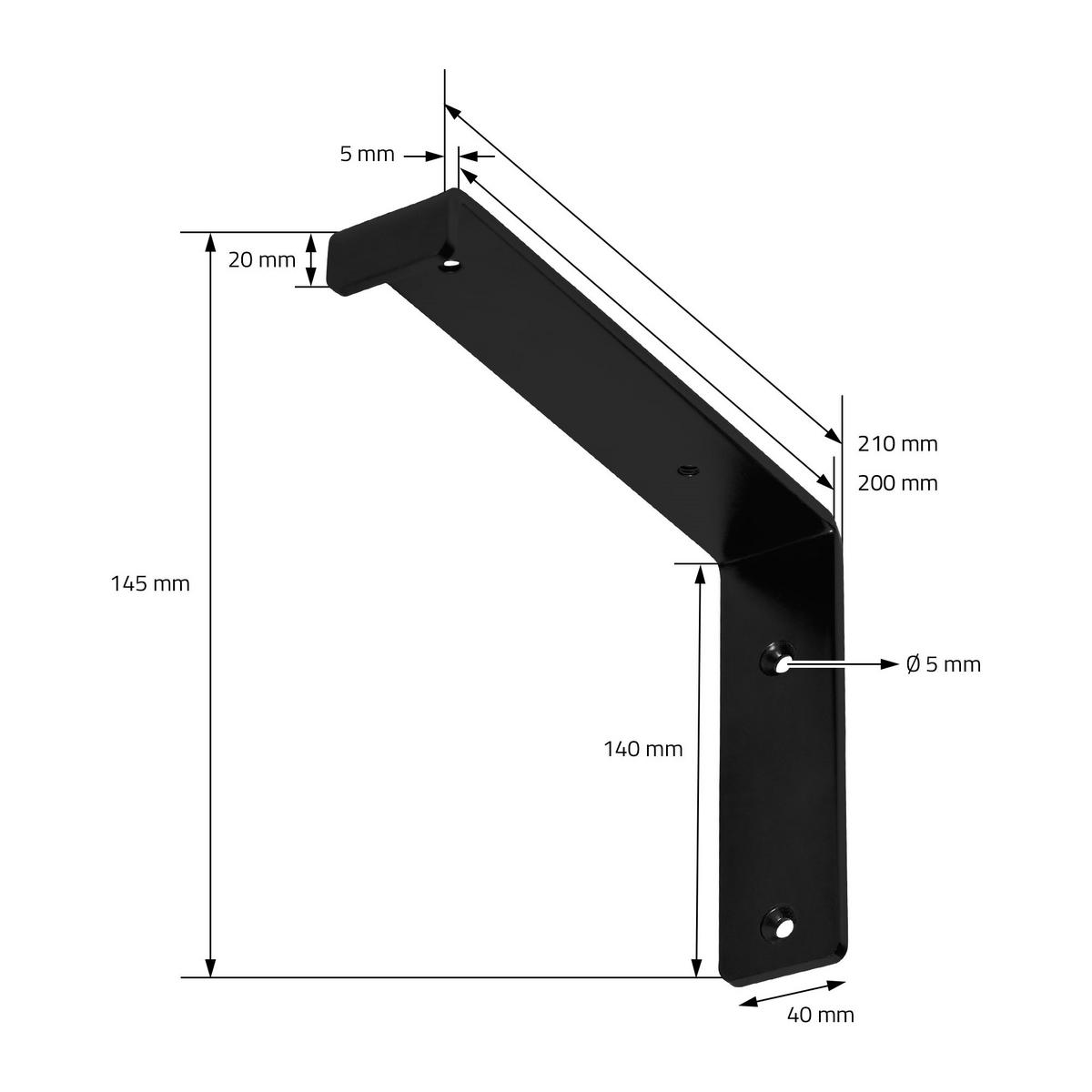 REGALHALTERUNG - Schwarz, Metall (4/14.5/21cm) - ML-DESIGN