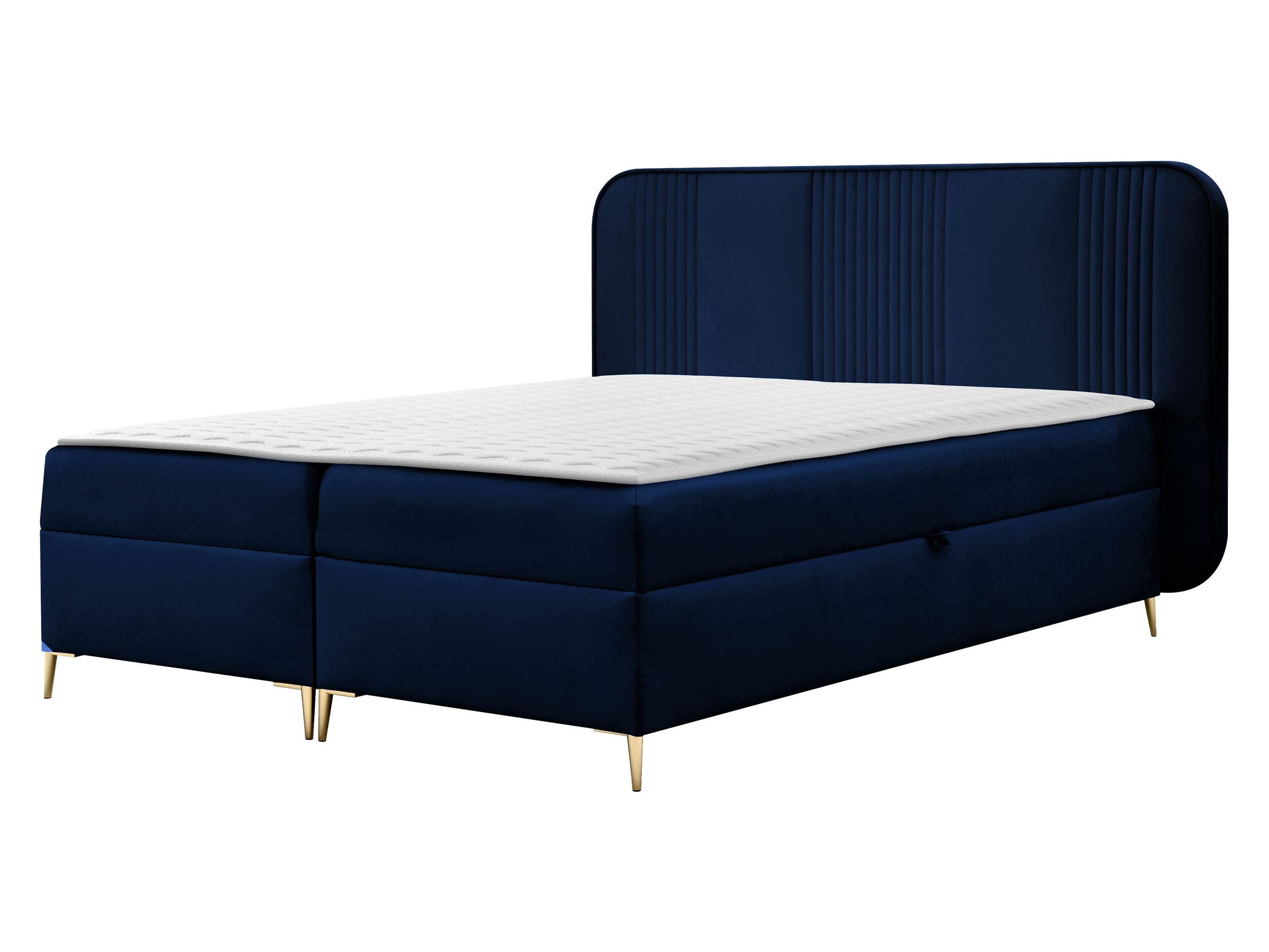 BOXBETT Fandy - H3 - Goldfarben/Dunkelblau, Holz/Textil (160/200cm) - MIRJAN24