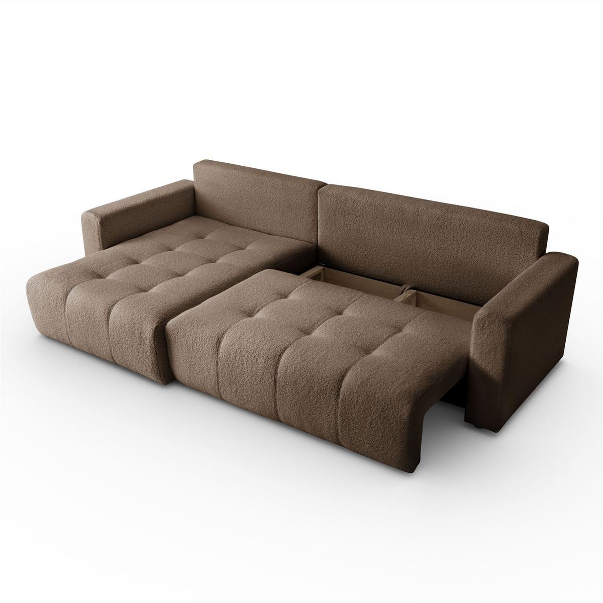 ECKSOFA ASTON mit Schlaffunktion und Bettkasten - Braun, Textil (261/143cm) - Lookway