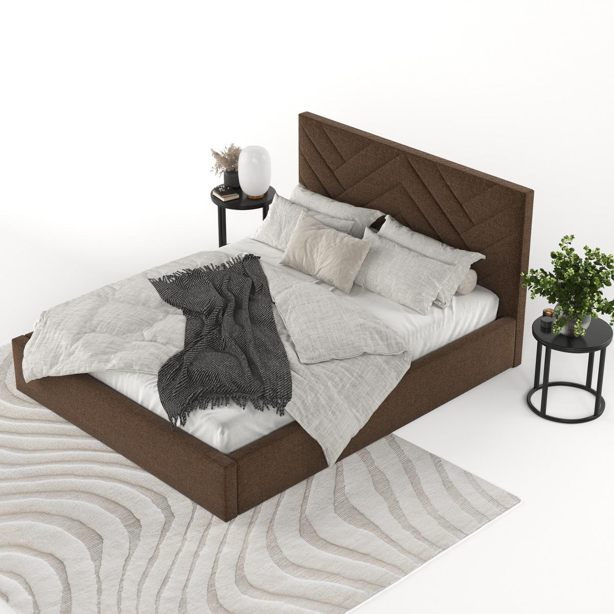 POLSTERBETT Arco 140/200 cm Braun im Inari Stoff - Schwarz/Naturfarben, Holz/Holzwerkstoff (140/200cm) - AltaBeds