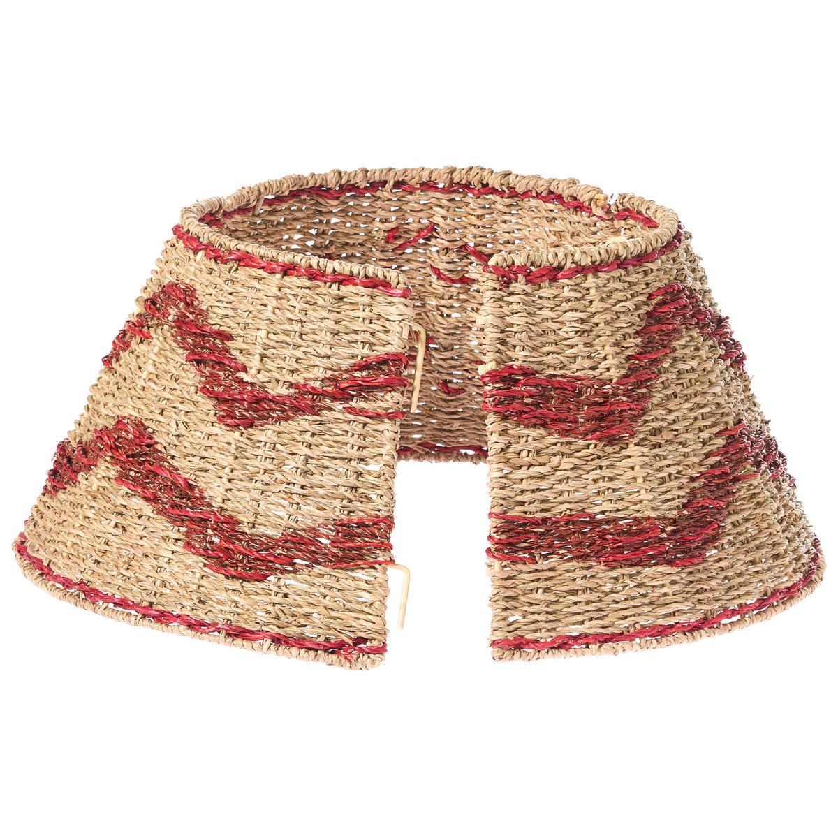 WEIHNACHTSBAUMKRAGEN 24 cm Naturfarben Hiver - Rot/Naturfarben, Naturmaterialien (24cm) - Beliani