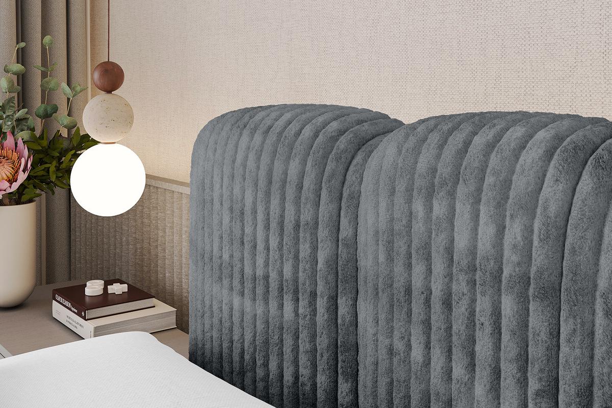 BOXBETT mit Matratze H4 - NINA - 180x200 cm - Dunkelgrau - Schieferfarben, Holzwerkstoff (180/200cm) - ALTDECOR