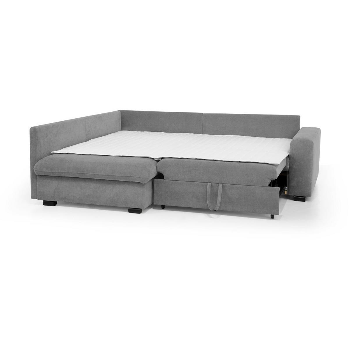 ECKSCHLAFSOFA Ramo mit Bettkasten, Topper gratis, Grau, links - Schwarz/Grau, Textil (190/229cm) - Beautysofa