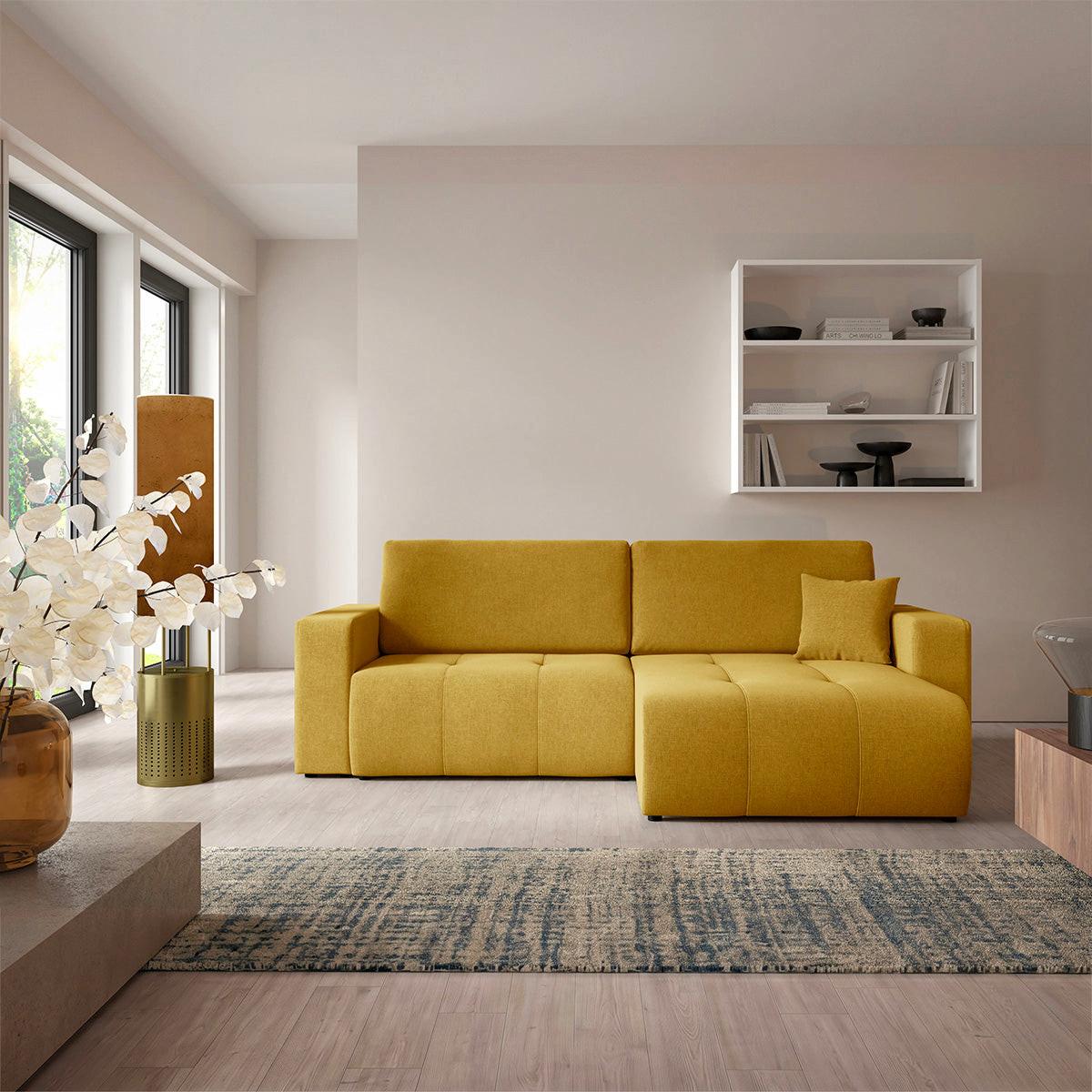 ECKSOFA Giulia 3 Sitzplätze Senfgelb - Gelb, Holz (244/149cm) - Petits-meubles