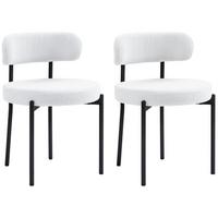 ESSSTÜHLE 2er Set Polyester Stahl Cremeweiß - Creme/Schwarz, Textil/Metall (51/76/51cm) - HOMCOM