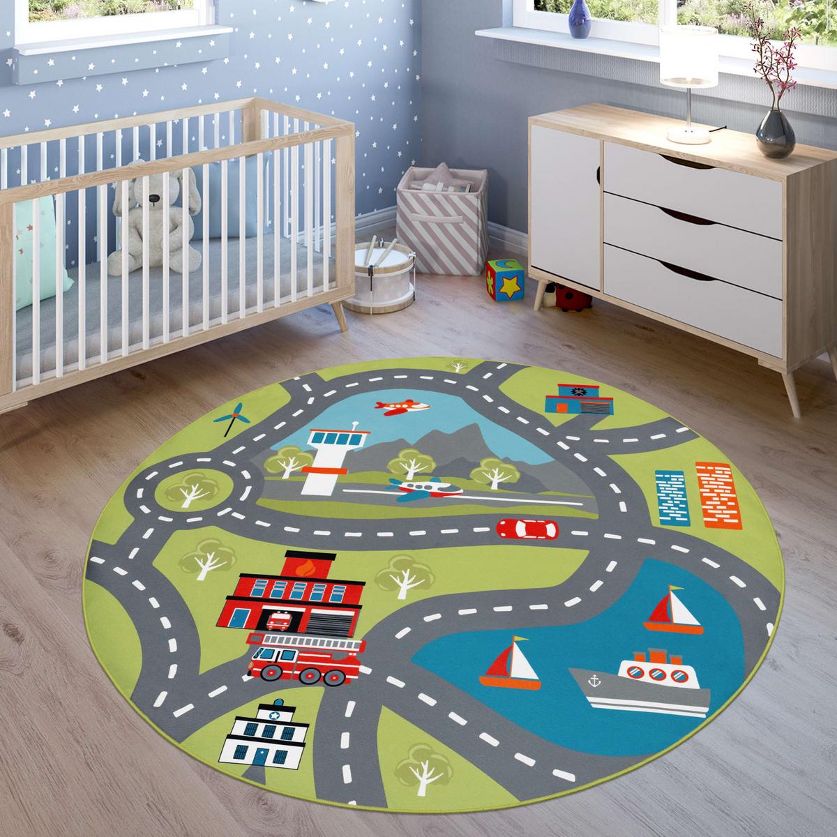 KINDERTEPPICH Waschbar, mit Struktur, Grün, Ø 160 cm - Grün, Textil (160/160cm) - KADIMA DESIGN