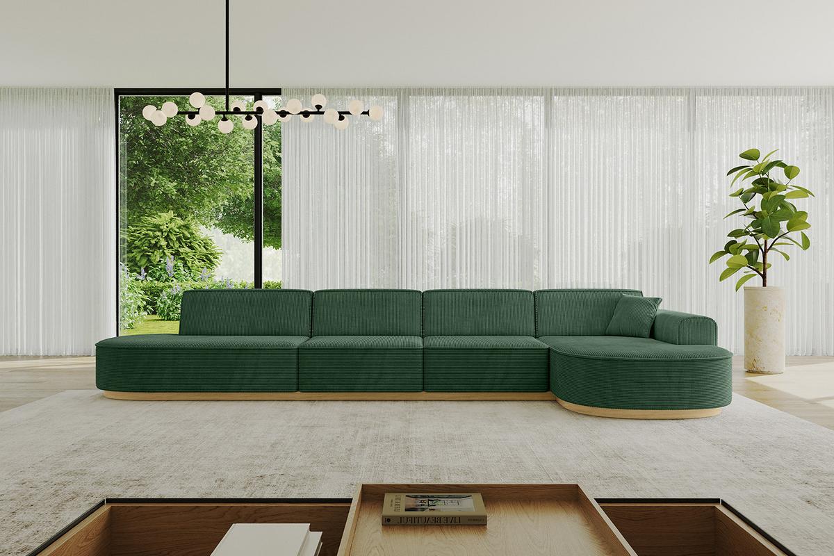 ECKSOFA Ottomane Rechts MARI-L3-v2 - 413x171x83 cm Grün Cord - Grün, Holzwerkstoff/Textil (171/413cm) - ALTDECOR