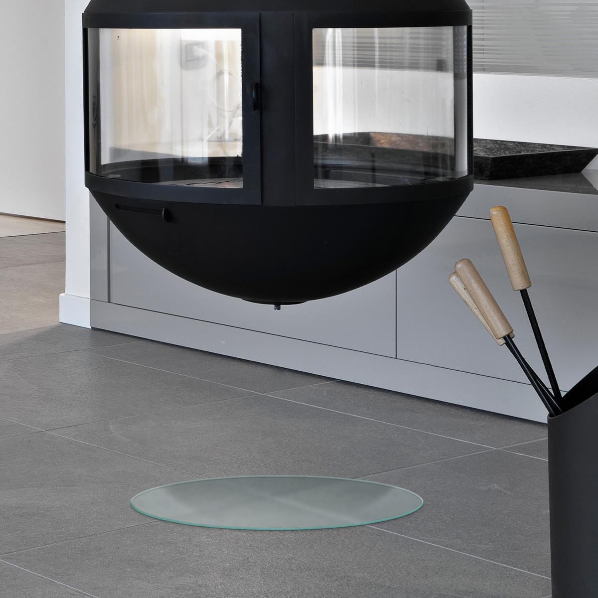 GLASBODENPLATTE für Kaminofen Ø50 cm – Milchglas Optik - Transparent, Glas (50/60/0.4cm) - TULUP