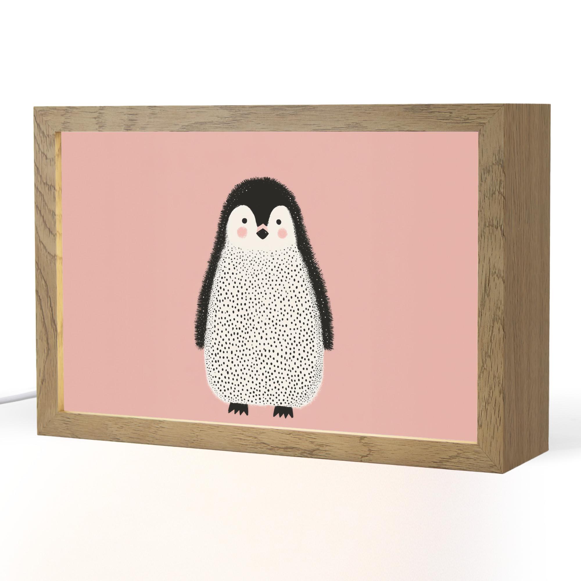 NACHTTISCHLAMPE Pinguin - Punkte - Minimalistisch - Rosa 30x20 cm - Rosa, Holzwerkstoff (8/30/20cm) - OnlyWow