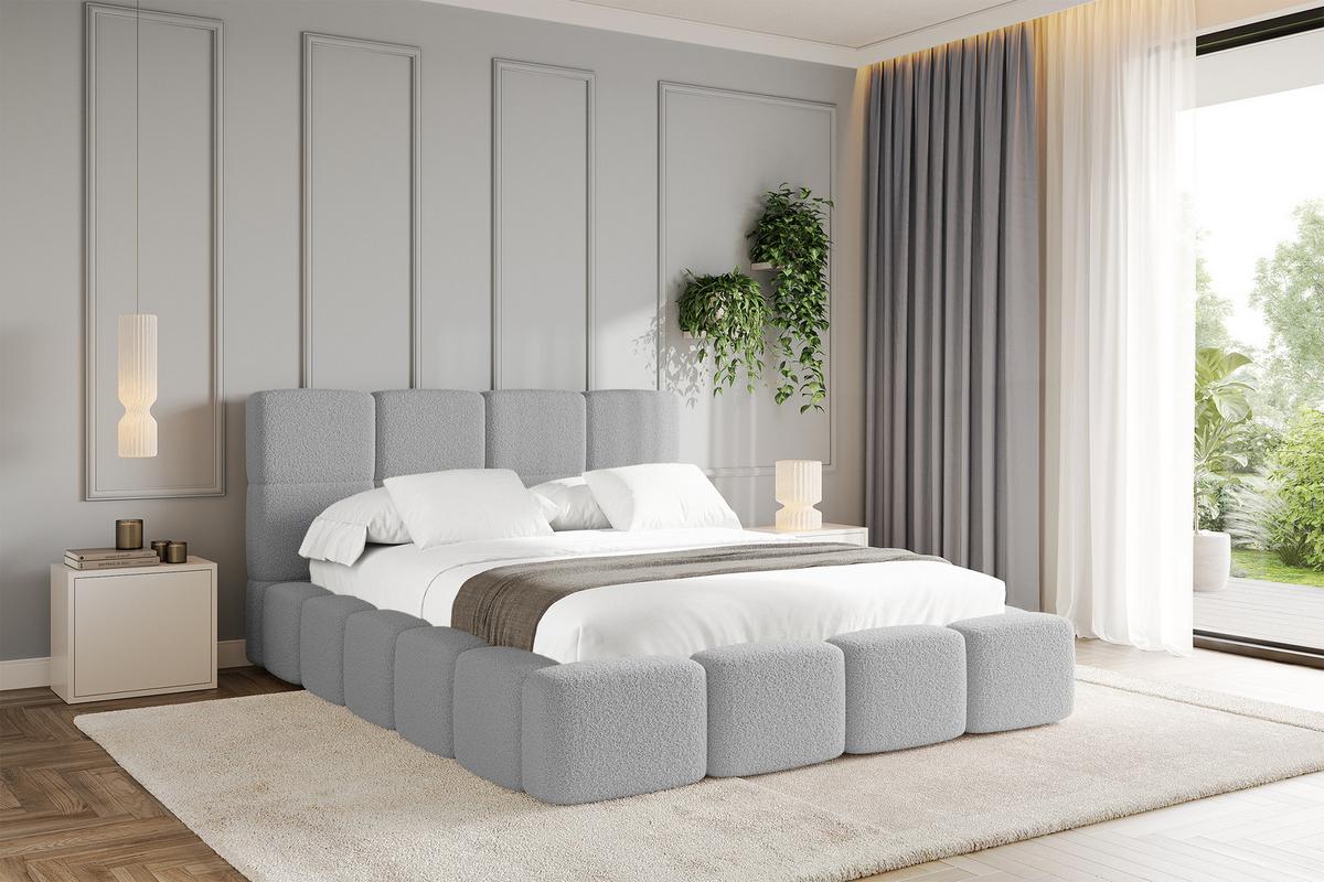 POLSTERBETT mit Bettkasten und Lattenrost mit Kopfteil, Boxbett ohne Matratze, mit Stauraum - NATA 120x200 Hellgrau - Hellgrau, Holzwerkstoff/Textil (120/200cm) - ALTDECOR