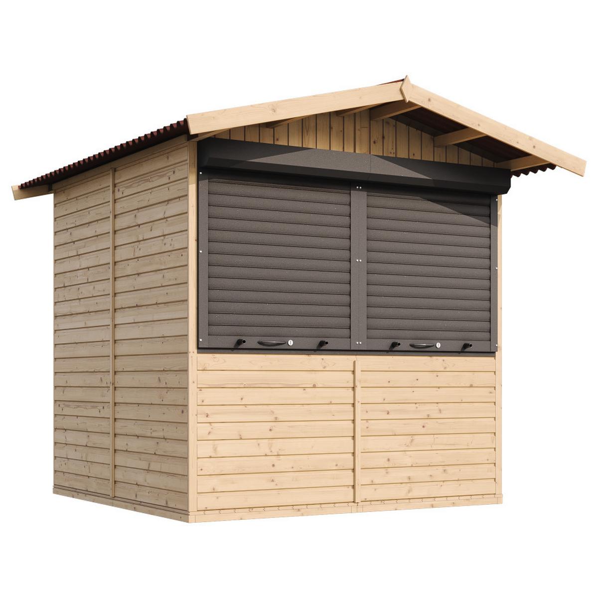 MARKTBUDE Holz M149Z Gartenhaus, Marktbude Holz - 253x263/4m2 - Beige, Holz (253/232/263cm) - Timbela