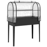 HOCHBEET mit Gewächshausabdeckung aus Kunststoff Metall Schwarz - Schwarz, Metall (49/136/100cm) - Outsunny