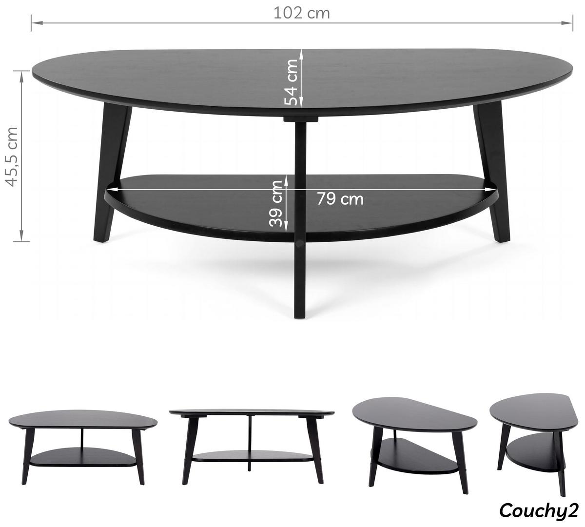 WOHNZIMMERTISCH Couchy2 - Schwarz, Holz (102/54/46cm) - needs&wants