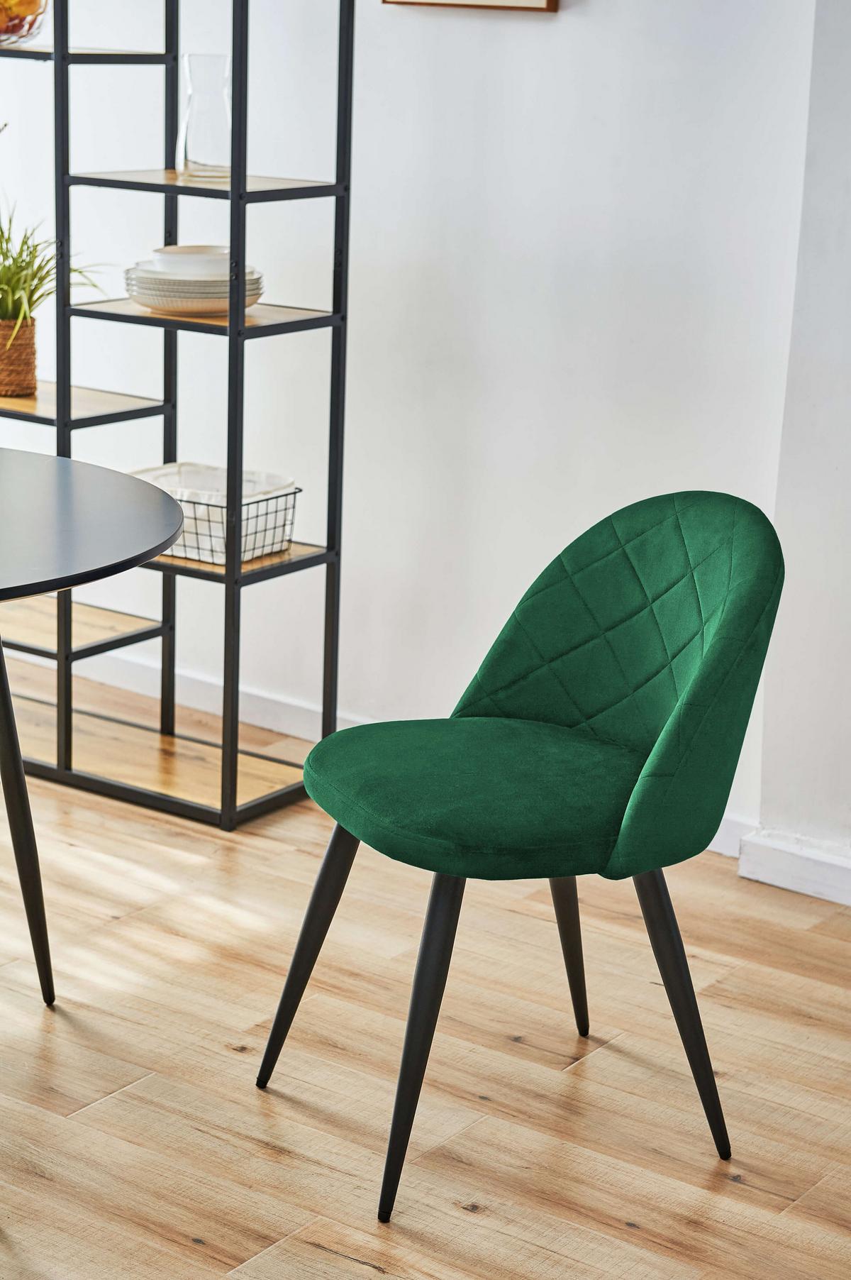 POLSTERSTUHL 4er Set, Metallbeine Grün 50/77/46 - Grün, Textil (54/76/57cm) - RAUMHIRSCH FURNITURE