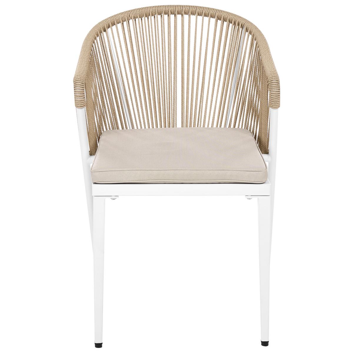 STUHL 2er-Set und Sitzkissen Metall Beige Paranea - Beige/Weiß, Metall (46/80/47cm) - Beliani