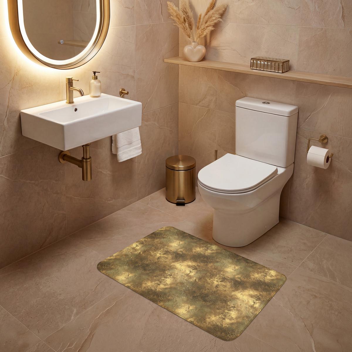 WC-VORLEGER Antik - Metallic-Look - Gold Toilettenteppich 80x50 cm - Goldfarben, Textil (80/1cm) - OnlyWow