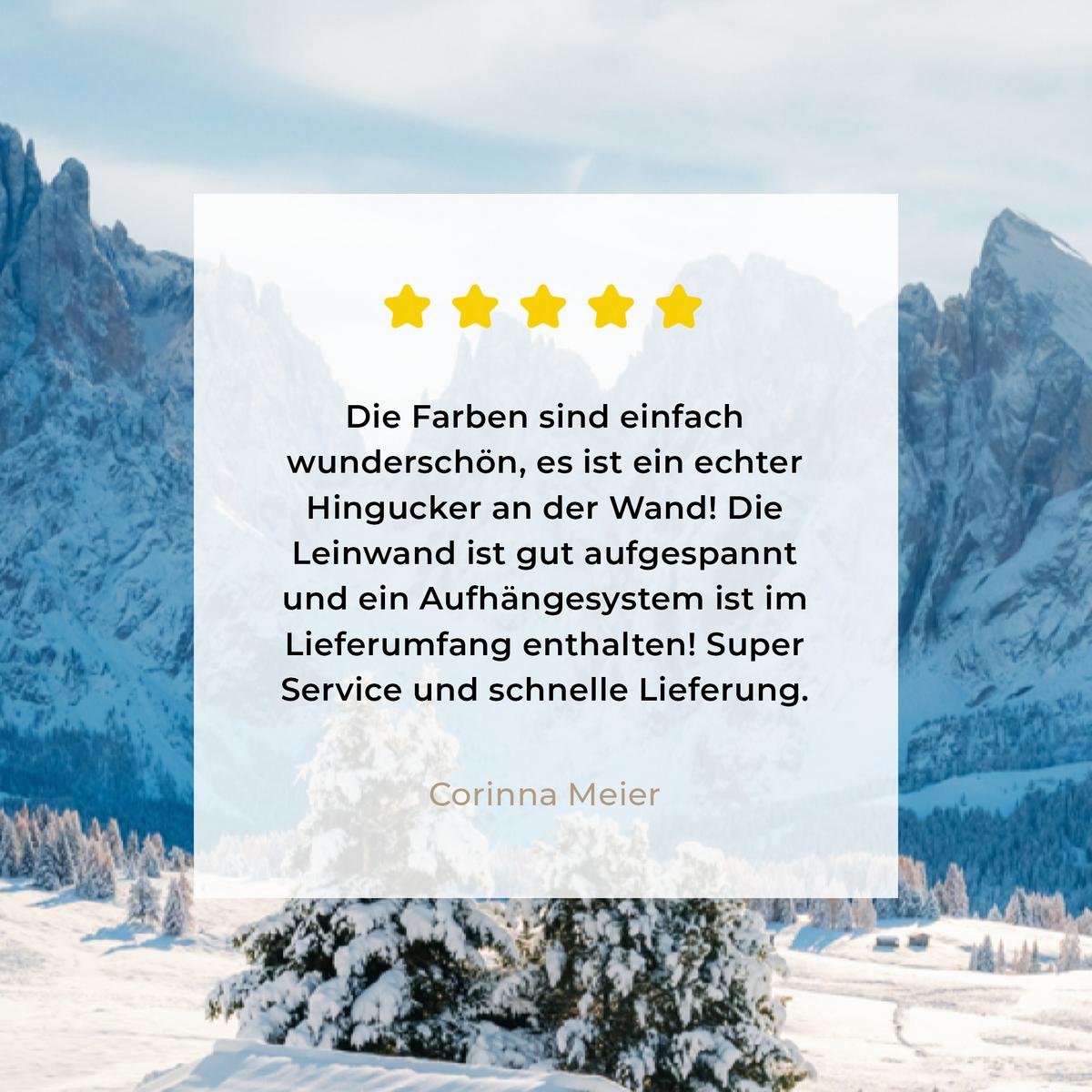 LEINWANDBILD Winter - Hütte - Berge - Aussicht - Schnee Deko XXL 80x120 cm - Eichefarben, Textil (80/120cm) - MuchoWow