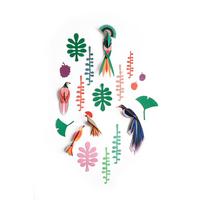 WANDDEKO Vogel-Set 20/5 cm - Grün, Wellpappe (20/5/36cm) - Studio Roof