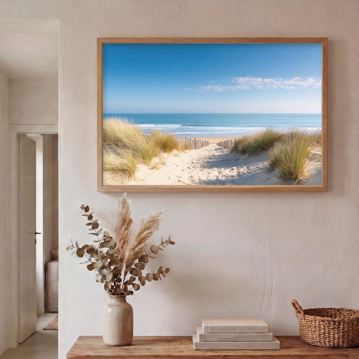 WANDLEUCHTE MIT AKKU Strand - Meer - Düne - Sand - Sommer 100x70 cm - Sandfarben, Holzwerkstoff (100/70/8cm) - OnlyWow