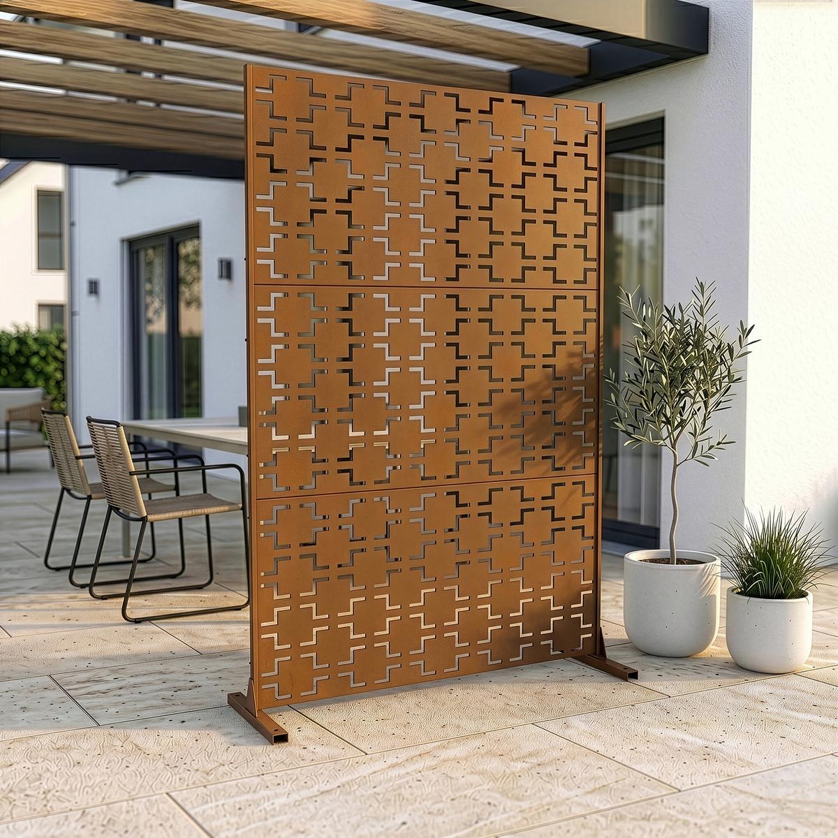 TRENNWAND Basciano - Braun, Metall (120/180cm) - casa.pro
