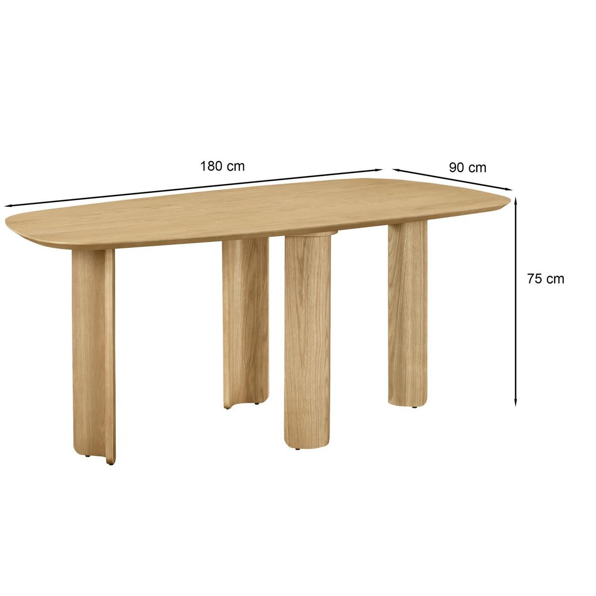 ESSTISCH Calnes Holzoptik Eiche Natur 180x90 cm - Beige, Holz/Holzwerkstoff (90/180/75cm) - Selsey
