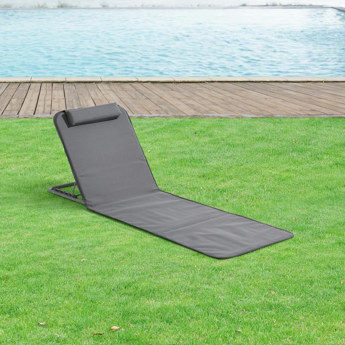 STRANDMATTEN-SET 2 TLG. Donostia - Dunkelgrau, Textil/Metall (143/44/48cm) - [en.casa]