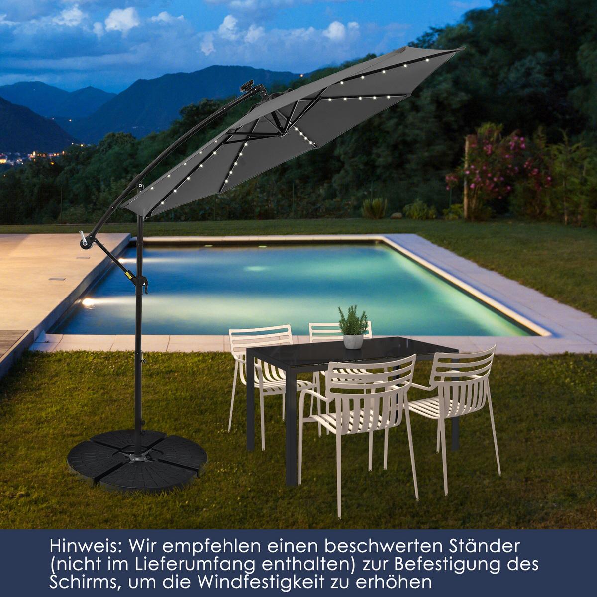 SONNENSCHIRM Grau - Grau, Kunststoff (300/300cm) - COSTWAY